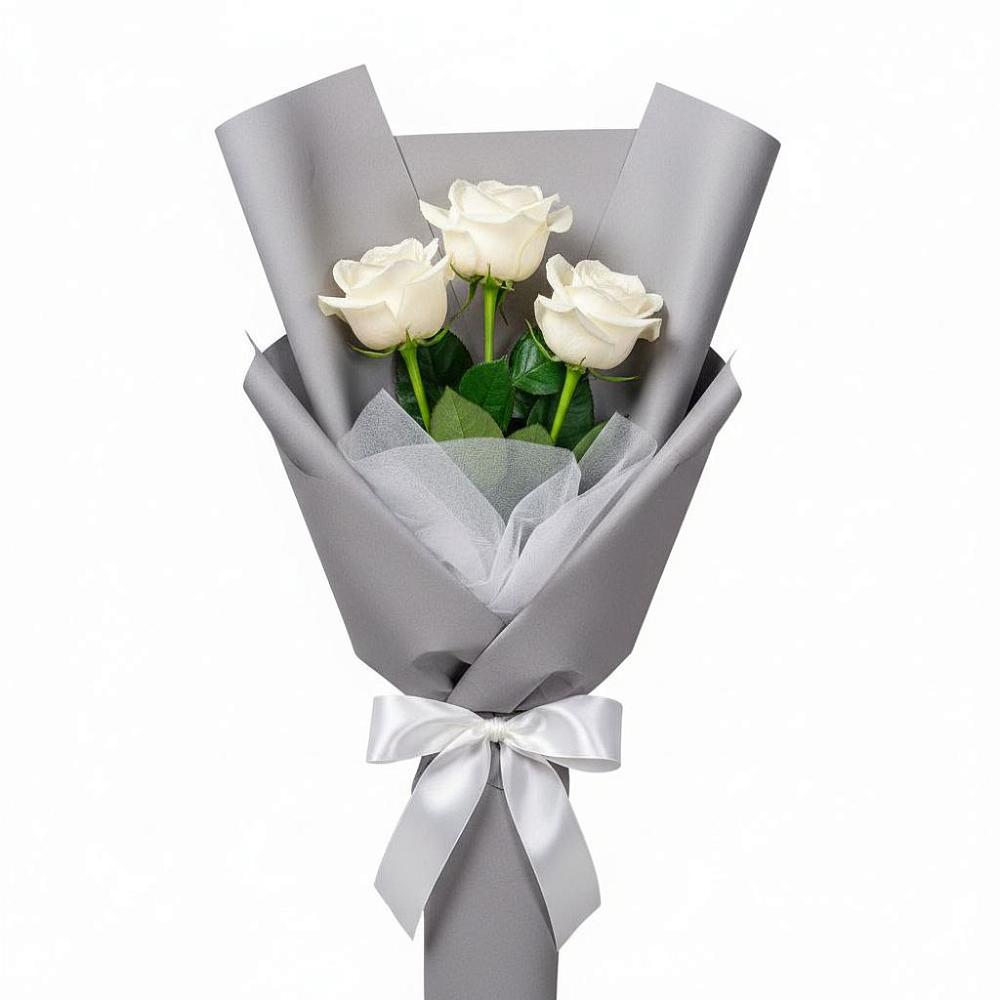 Букет 3 белые розы в Краснодаре