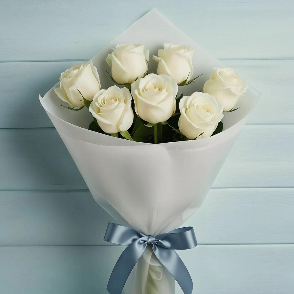 Букет 7 Белых роз Эдлесс Лав в Краснодаре
